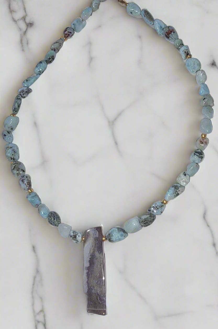 Larimar & Indian Agate Necklace