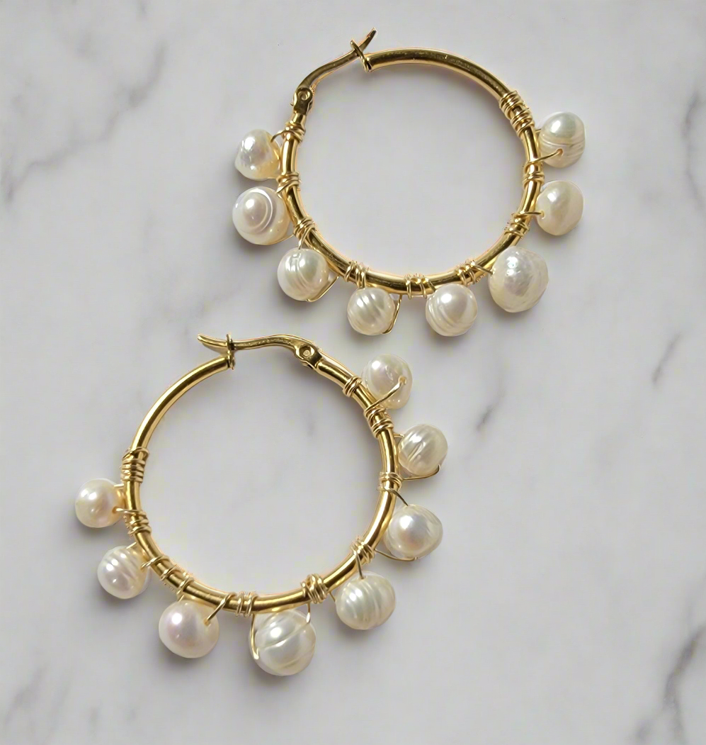 Pearls hoops