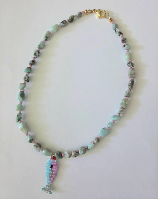 Larimar fish necklace